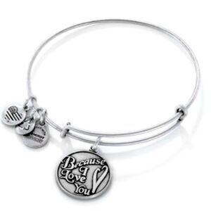 Alex and Ani "Because I Love You" Charm Bangle in Silver-Tone Brass